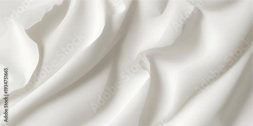 Elegant white silk and satin fabric background featuring smooth rippled waves of luxury material with a shiny textile texture for a soft drapery backdrop