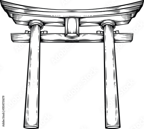 Hand Drawn Torii Gate Illustration