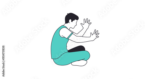 Illustration Of A Man Meditating Or Practicing Mindfulness In A Unique Posture