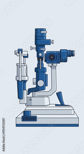 Illustration Of A Modern Ophthalmic Slit Lamp Biomicroscope Medical Equipment For Optometry