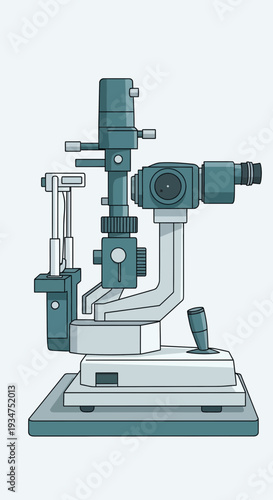 Illustration Of A Modern Ophthalmic Slit Lamp Biomicroscope Used For Eye Examinations