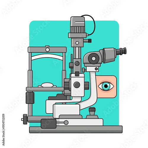 Illustration Of A Modern Ophthalmic Slit Lamp Biomicroscope Medical Instrument For Eye Exams