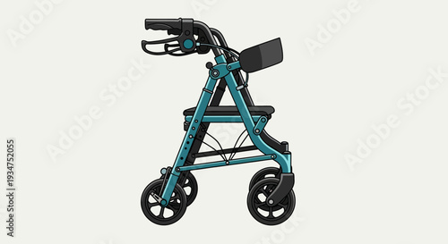 Illustration Of A Medical Mobility Aid, The Rolling Walker, Ready For Use