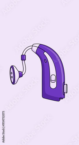 Illustration Of A Modern Purple Hearing Aid Device Isolated Against A Soft Lavender Background