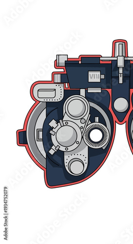 Illustration of a Modern Phoropter Used in Eye Exams for Vision Assessment Precisely