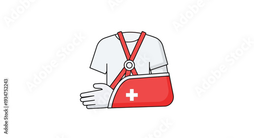 Illustration Of A Patient With A Red Arm Sling Medical Health Concept