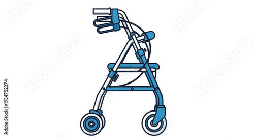 Illustration Of A Medical Walker Depicting Mobility And Senior Assistance And Support