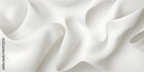 White background texture abstract wave layer, minimal 3d paper shape, soft curve pattern, modern design depth, creative fluid surface art for calm contemporary decor wall