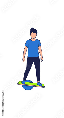 Illustration Of A Person Balancing On A Hoverboard, Depicting Equilibrium And Modern Mobility