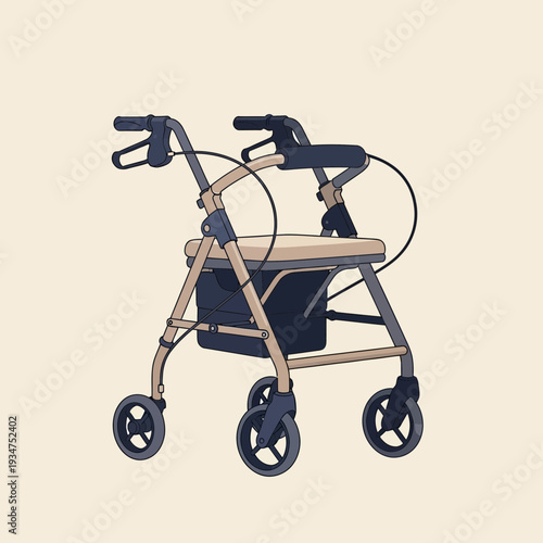 Illustration Of A Mobility Aid Walker Providing Assistance And Support For Senior Individuals
