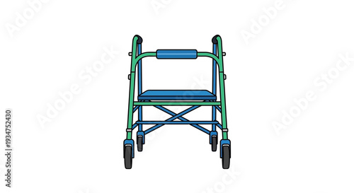 Illustration Of A Mobility Walker Device On A White Background, Ready For Use