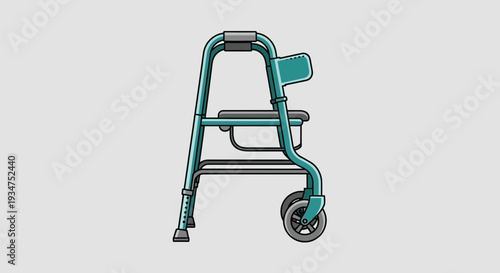 Illustration Of A Mobility Walker With A Seat Against A Grey Background