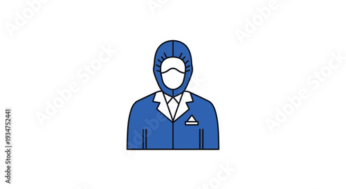 Illustration Of A Person Wearing Protective Blue Suit And Facial Cover