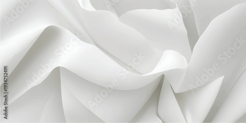 Modern Luxury White Soft Wave Fabric Paper Layer Background for Product Presentation