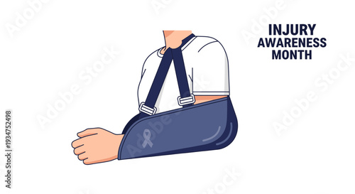 Illustration Of A Person With Arm In A Sling, Celebrating Injury Awareness Month