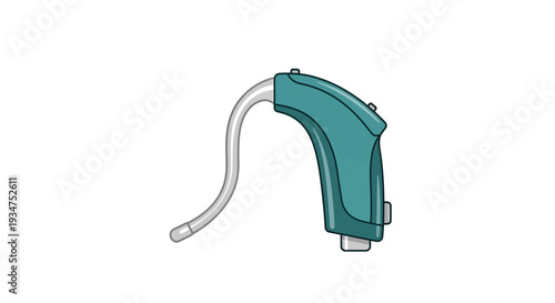 Illustration Of A Modern Hearing Aid Device In Turquoise And Silver Color Design
