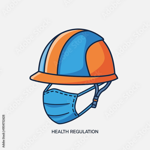 Illustration Of A Protective Helmet With A Face Mask Depicting Health Safety Practices