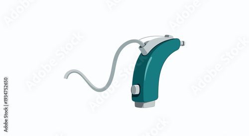 Illustration Of A Modern Hearing Device, Teal, Isolated On White Background