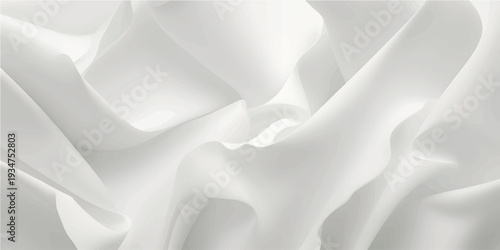 Abstract White 3D Wave Relief Background with Soft Curves and Shadows
