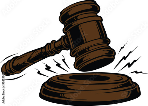 Gavel Striking Sound Block Illustration