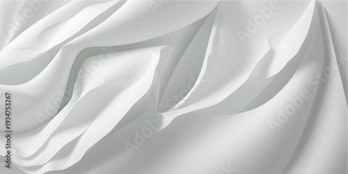 Elegant white silk and satin fabric background featuring soft luxury waves and smooth rippled textures for a shiny wedding drapery backdrop design