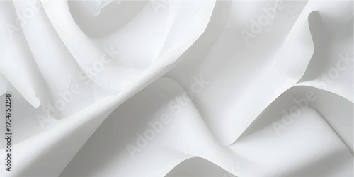 Elegant white silk and satin fabric background featuring soft luxury waves and smooth rippled textures for a shiny wedding drapery backdrop design