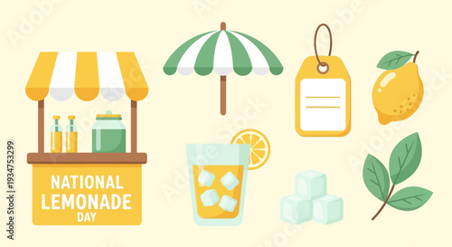 National Lemonade Day celebration with refreshing drink and ingredients.