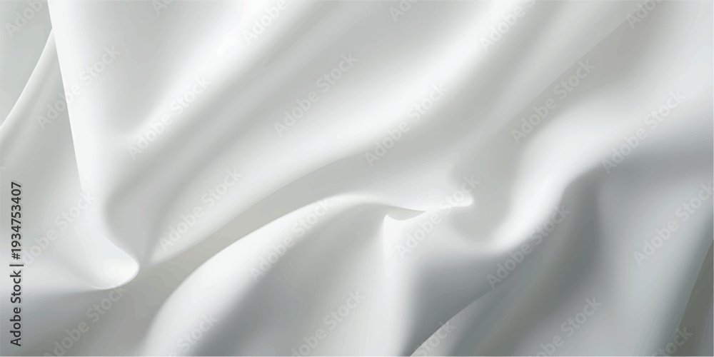 Obraz premium Luxurious white satin fabric cascading with elegant curves, draping softly and creating fluid waves reminiscent of tranquil natural contours