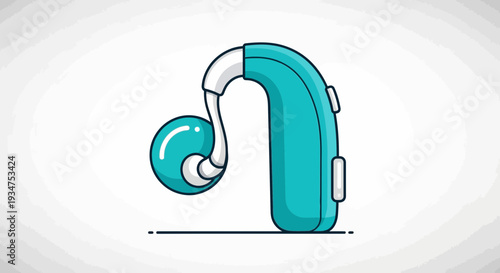 Illustration Of a Teal Hearing Aid Device On White Background Vector Graphic Design