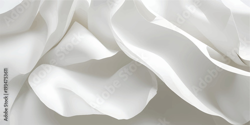 Smooth white silk and satin fabric texture creates a luxurious light backdrop with soft wavy curves and elegant shiny drapery for a decorative fashion textile material