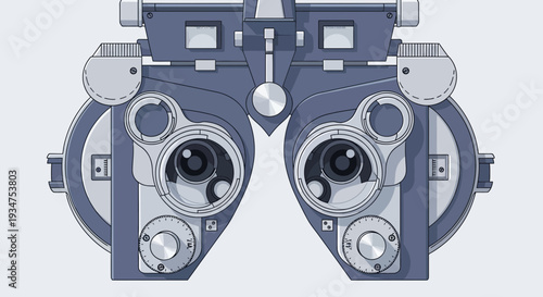 Illustration Of An Eye Exam Machine, Perfect For Vision Care Clinics and Healthcare.