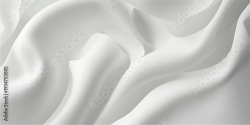 A close-up shot of luxurious white silk fabric with soft, elegant folds and gentle waves, creating a smooth, lustrous background.