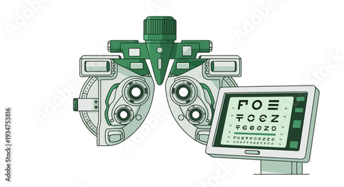 Illustration Of An Eye Exam Medical Machine Equipment On A White Background