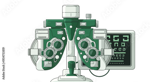 Illustration Of An Eye Exam Machine, The Tool Used To Check Eyesight And Vision Quality