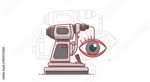 Illustration Of An Eye Examination Device And An Eye Symbol For Healthcare Purposes