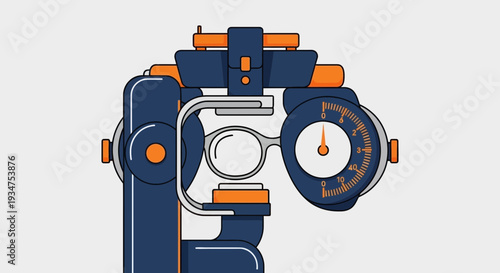 Illustration Of An Eye Examination Device And Eyeglasses For Vision Checkup