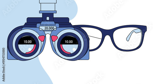 Illustration Of An Eye Examination Device And Glasses Depicting Vision Care And Science