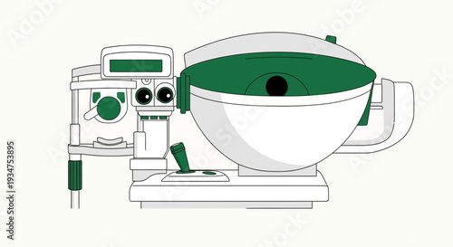 Illustration Of An Eye Examination Device Depicting Healthcare And Vision Care