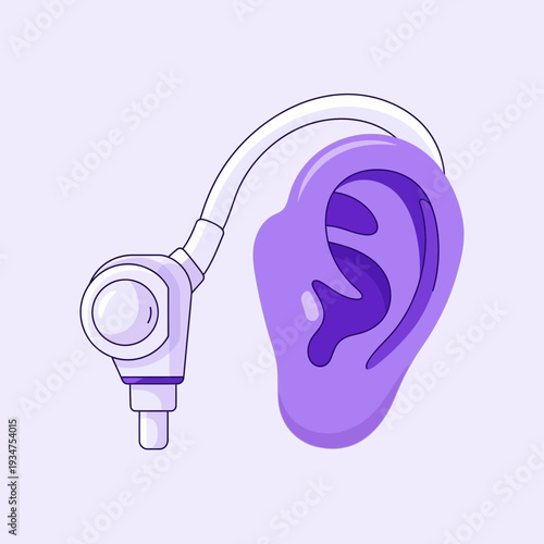 Illustration Of An Ear And Hearing Aid Device Depicting Audiology And Healthcare Concepts