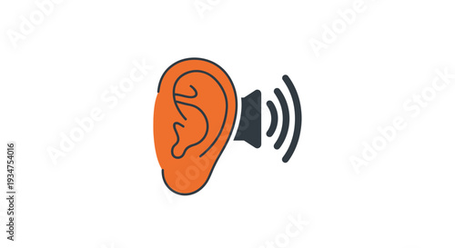 Illustration Of An Ear And Sound Waves Representing Hearing And Sound Transmission