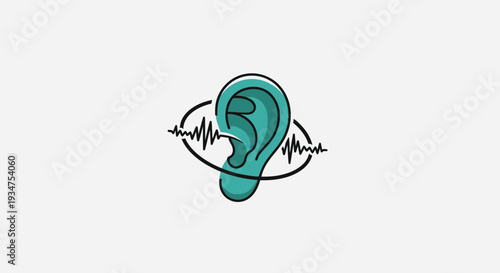 Illustration Of An Ear And Soundwaves Suggesting Hearing Health And Therapy