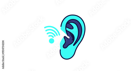 Illustration of an Ear Receiving Signal in a Modern and Abstract Graphical Design