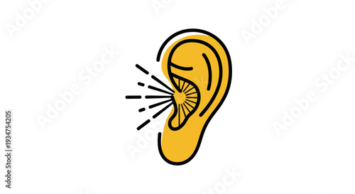 Illustration Of An Ear Representing Hearing, Listening, And Sound Communication Concepts