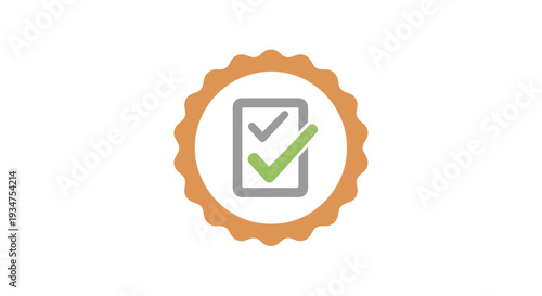 Checklist Icon with Green Checkmark and Orange Border.