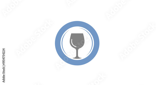 Simple Icon of a Wine Glass Inside a Blue Circle.