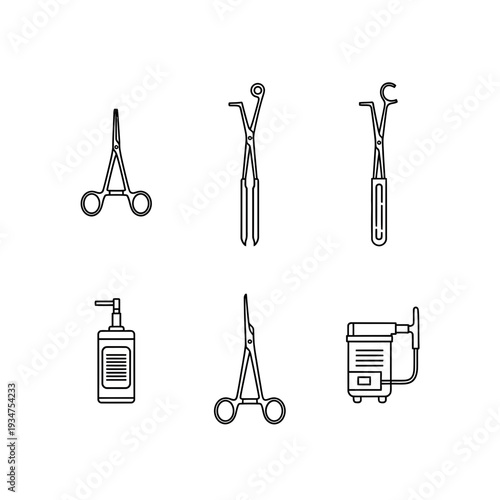 Illustration Of Assorted Surgical Instruments For Healthcare And Medical Practices