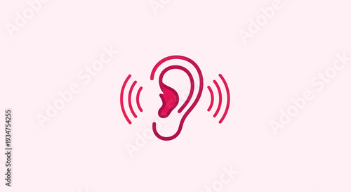 Illustration Of An Ear Representing Sound Perception And Auditory Communication