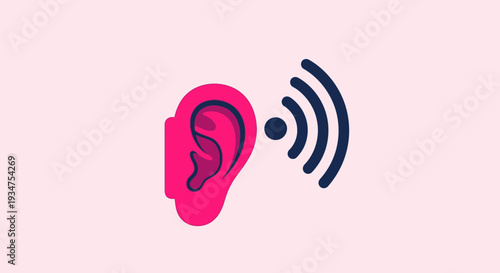 Illustration Of An Ear Symbolizing Sound Communication And Digital Transmission