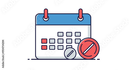 Illustration Of Blocked Schedule With Prohibited Sign On The Calendar