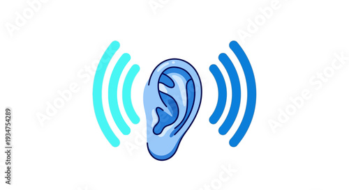 Illustration Of An Ear With Sound Waves Suggesting Auditory Perception Or Audio Signals